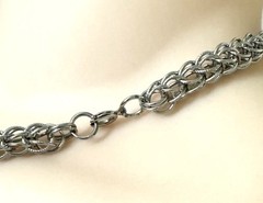 Vintage Necklace Silver Tone Chain Cage Weave Link Design 16″