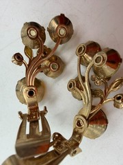 Vintage Earrings Clip On Rhinestone Lemon Yellow Climber Flower PJ