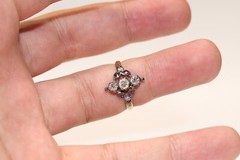 Antique Circa 1900s 8k Gold Natural Old Cut Diamond And Ruby Navette Ring