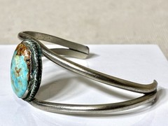 Alpaca Mexico Silver Cuff Bracelet Turquoise Adjustable