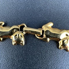 Vintage Necklace Cat Kitten With Yarn Ball Link Shiny Gold Tone 1980s 19″ Avon