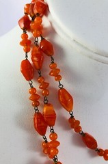 Vintage Art Deco Flapper Czechoslovakia Art Glass Burnt Orange Beaded Necklace