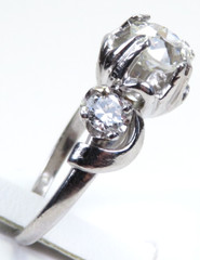 Antique 1920’s 3 Diamond Engagement Platinum Ring Size 5.5 UK-K1/2 EGL USA Deco