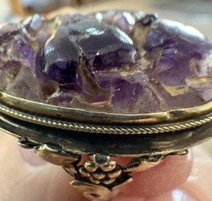 Vintage Hand Carved Amethyst Channel-Set Ring Size 6.25 Art Deco