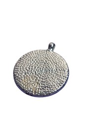 Vintage 90s Brown Glass Cabochon Pendant Silvertone Circle 1.5 inches