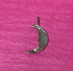 Antique Sterling Silver 925 Crescent Moon Goddess Fairy Woman Pendant 1g
