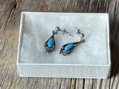 Vintage Sterling Silver Turquoise Dangle Earrings William Wheeler Native Style