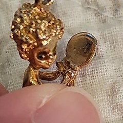 CYVRA Vintage Pendant Fairy Cherub Pixie Looking In Mirror Gold Tone Rare Signed