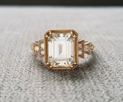 Art Deco Vintage Antique 4.20 Ct Diamond Wedding Ring 14K Yellow Gold Over