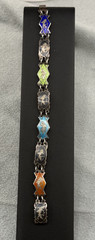 Vintage Siam Sterling Silver Bracelet Enamel Multi Color Niello 6”