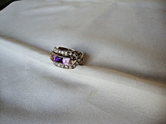 VINTAGE PINK TOPAZ AMETHYST LAVENDER TOPAZ CITRINE WHITE TOPAZ SILVER 925 RING