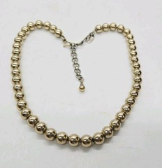Monet Gold Tone Ball Necklace Collar Signed 80’s style Couture Vintage 17 in
