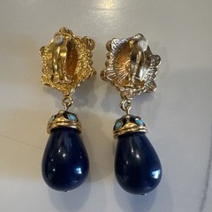 Vintage Barrera for Avon Roman Holiday Majestic Faux Stone Dangle Clip Earrings