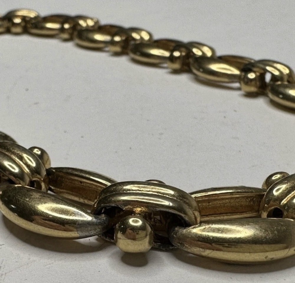 VTG Erwin Pearl Signed Gold Tone Chunky Link Choker Necklace 16” 1980s 1990s
