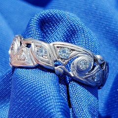 Original EARTH MINED DIAMOND Deco Band Vintage PLATINUM Eternity Anniversary 8