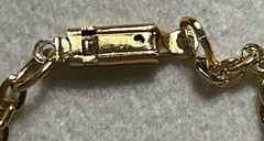 Vintage German Intaglio Glass Duck Pendant Necklace Gold Scene 24” MCM 1950s
