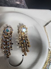 vintage aurora borealis set new/ neckless and earrings