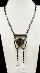Vintage Upscale OOAK Artisan Egyptian Revival Glass Necklace Made In France BOX