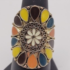 Southwestern Style Native Design Flower Blossom Vintage Silver Tone Ring 8.5