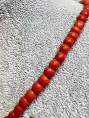 1930s Antique Red Coral Faceted Beads Beaded single Strand Necklace Choker 30gr