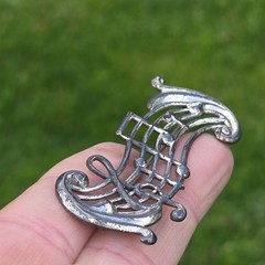 Antique Musical Notes Brooch Sterling silver Art Deco Jewelry Musician gift 5 g