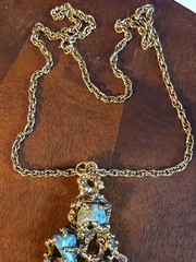 Vintage Mid Century Brutalist Mineral Gemstone Jewelry MCM Statement Necklace