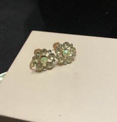 Vintage Aurora Borealis Rhinestone Flower Screw-Back Earrings