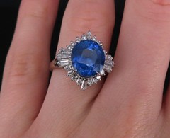 GIA 5.14ct Cornflower Blue Sapphire & 0.69ct Diamond Platinum Ring, Size 5.75