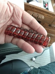 Vintage BAKELITE Stretch BAR BRACELET Apple Juice 7 Inches