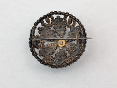Antique Victorian Cut Steel Brooch 19th Century Pin Riveted Faceted Domed Round