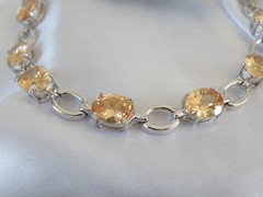 Vintage Sterling Silver 925 Gemstone Tennis Station Bracelet Fits 7″