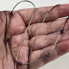 Liquid Silver Amethyst Bead Choker Necklace 17 inches Southwest Style