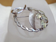 Large Vintage Sterling Silver & 4 Marquise Rhinestone Flower Pin STAR ART 5.4 gm