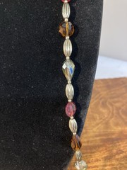 Vintage Glass, Acrylic & Gold Tone Beaded 36 in Long Strand Necklace