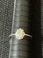 Vintage 925 Sterling Silver Aurora Borealis AB Halo CZ Multicolor Ring Size 6.25