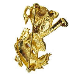 Crazy Eyes Shaggy Dog Textured Gold Tone Figural Brooch Signed