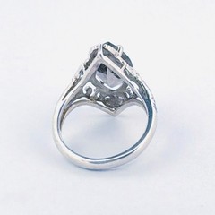 Estate Vintage Smoky Quartz Ring Sterling Silver 925 Filigree Size 6 Art Deco
