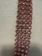 Pink Rhinestone Vee Statement Necklace Rose Gold Tone 18”