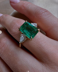 Art Deco 5.30 Ct Natural Green Emerald Vintage Style Wedding Ring 925 Silver