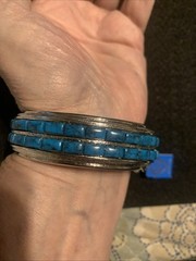 Vintage NWB Whiting & Davis Faux Turquoise Bracelet With Tag/Box Silver Tone