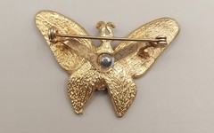 Lot 3 Vintage Butterfly Brooches Pins Gold Tone Enamel Signed AAi Filigree Set