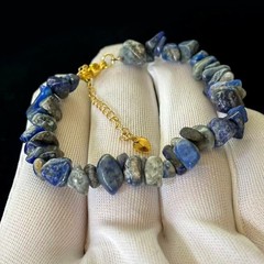 Natural Lapis Lazuli Gemstone Beaded Bracelet, Length 7-8.5 in adjustable