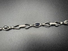 Ross Simons Sterling Silver 925 Vermeil Sapphire Diamond Accent Bracelet Sz 7″