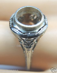 Antique Belais Art Deco Setting 14K White Gold Mounting Mount Hold-7.2-7.3MM
