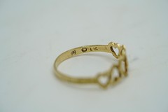 Vintage 1990s 10k Diamond Cut Heart Ring Size 7.25 0.89g