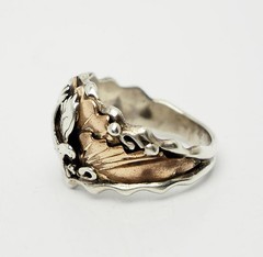 Signed southwestern native Eagle copper sterling silver brass men ring sz 11.75