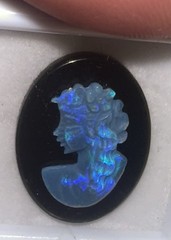 Vintage/Antique 20×15 Natural Solid Hand carved Australian Opal Cameo on Onyx
