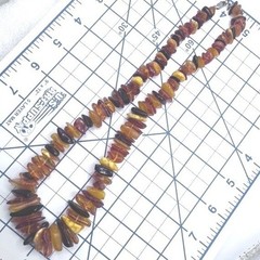 Vtg Baltic Amber Nugget Necklace Sterling Silver Clasp Glows Cognac Egg Yolk 20″