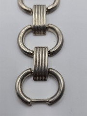 Vtg Sterling Silver 925 Taxco Mexico Modernist Circle Link Bracelet 6.75″ 30g