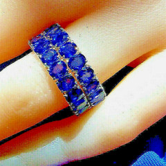 Original EARTH MINED SAPPHIRE Deco Band SOLID 14K GOLD Eternity Anniversary Ring
